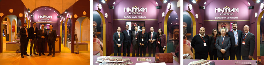Los alcaldes de Málaga, Córdoba y Granada, en el stand de Hammam Al Ándalus en Fitur